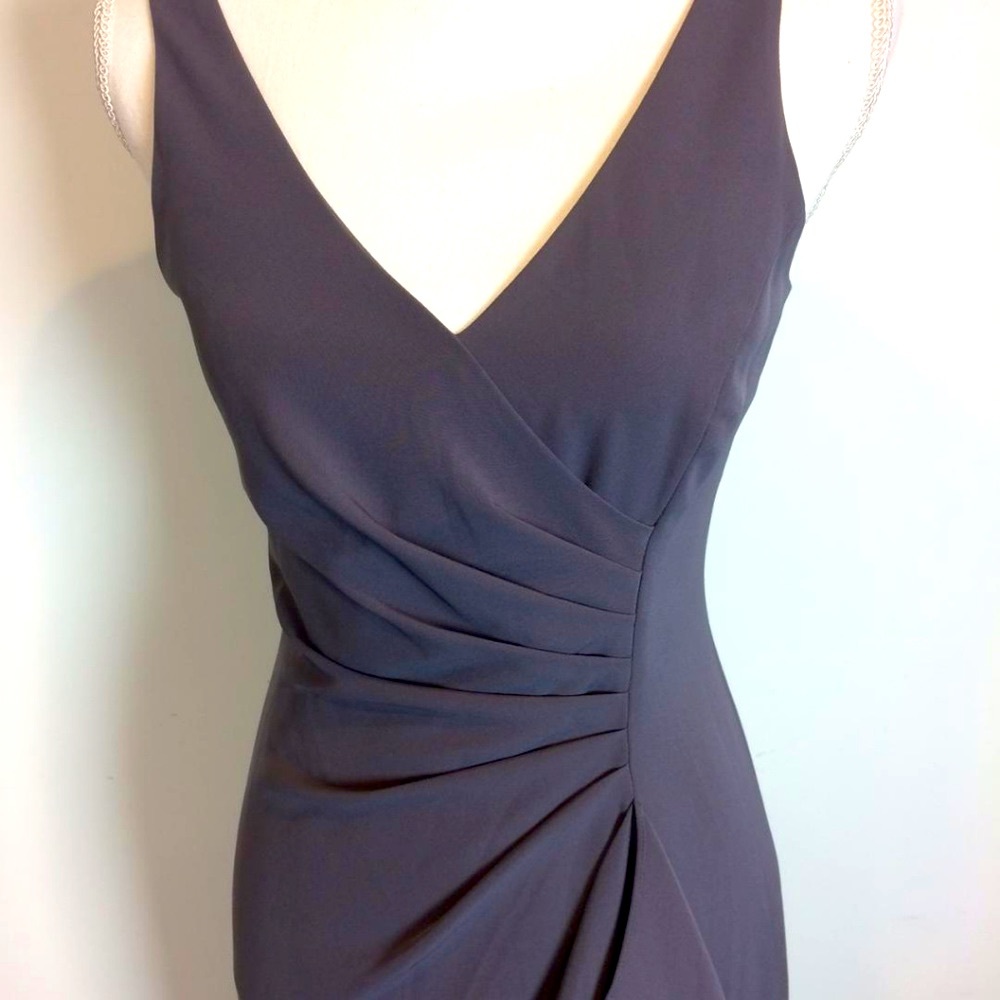 Aidan Mattox Ruffled Pleated Crepe Gown - Picture 3 of 8